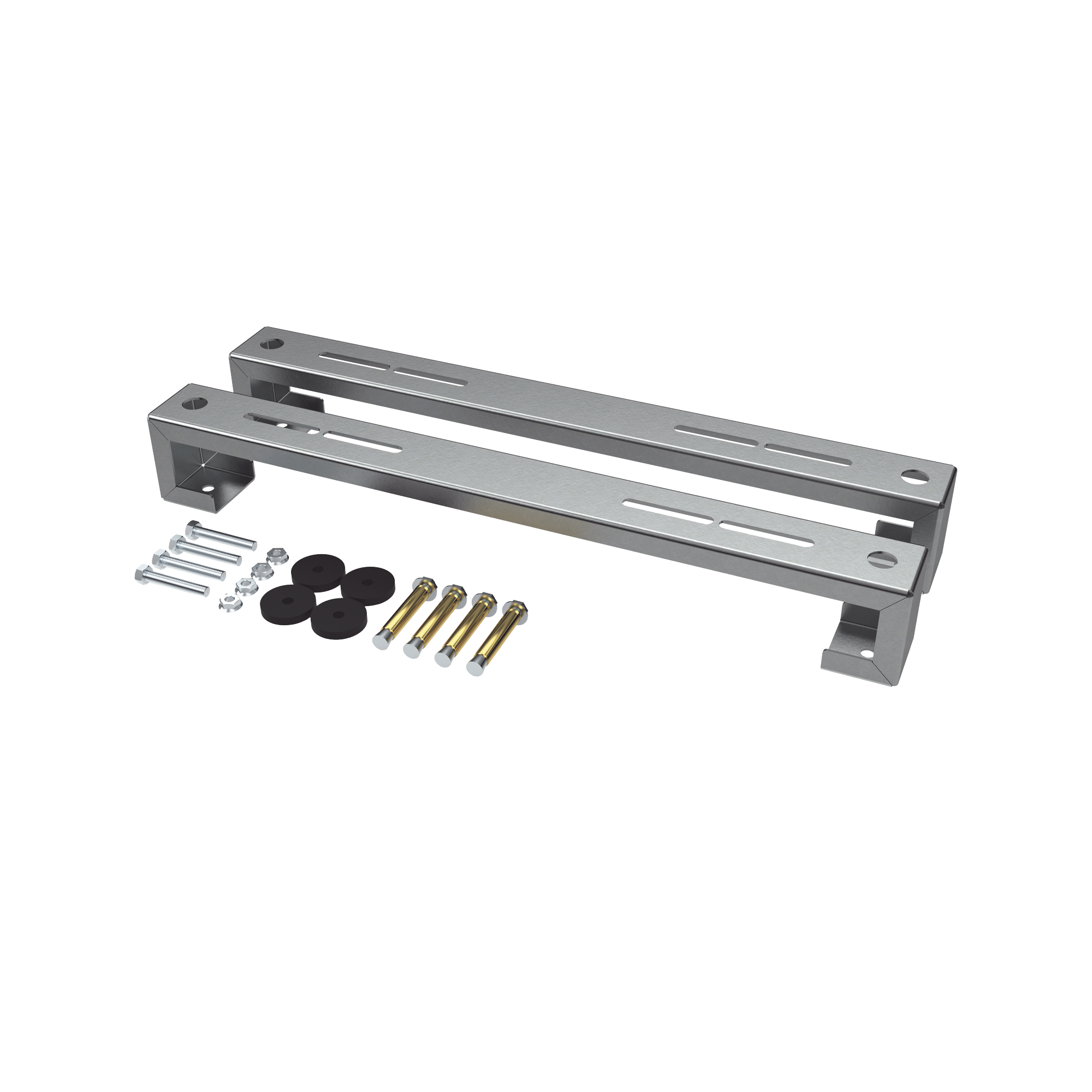 ZT-MPF-180 Base para piso universal ajustable para capacidades de 1 a 3 toneladas con pernos deslizables y amortiguación