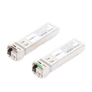 Transceptores Ópticos Industriales Bidireccionales SFP+ (Mini-Gbic) / Monomodo 1270 & 1330 nm / 10 Gbps / 10GBASE / Conector LC/UPC Simplex / DDM / Hasta 3 km / 2 Piezas