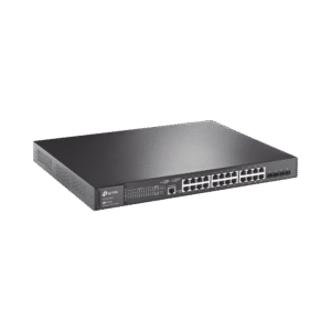 Switch L2+ Omada PoE+ / 24 Puertos PoE+ 10/100/1000 Mbps / 4 Puertos SFP 1G / 2 Puertos Consola (RJ45 y microUSB) / Administración Centralizada Omada o Stand-Alone / Multicast IGMP / Calidad de Servicio / Presupuesto PoE 384W / Montaje en Rack